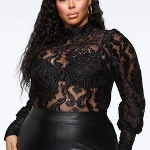 Women's Black Lace Bodysuit